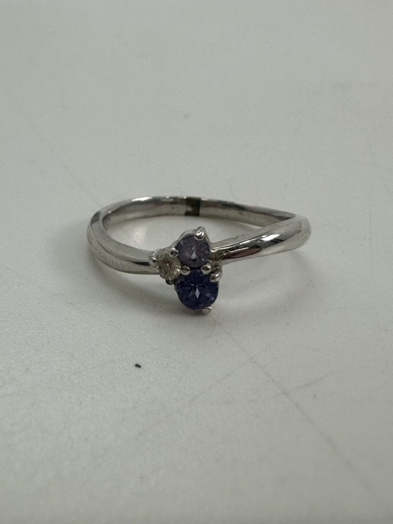 K18WG カラーストーン＆メレダイヤ リング