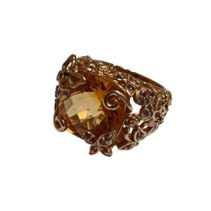 K18(18金) シトリン20ct サファイア0.2ct リング