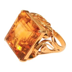 K18(18金)シトリン付きリング