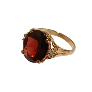 K18(18金) ガーネット7ct メレ0.1ct リング