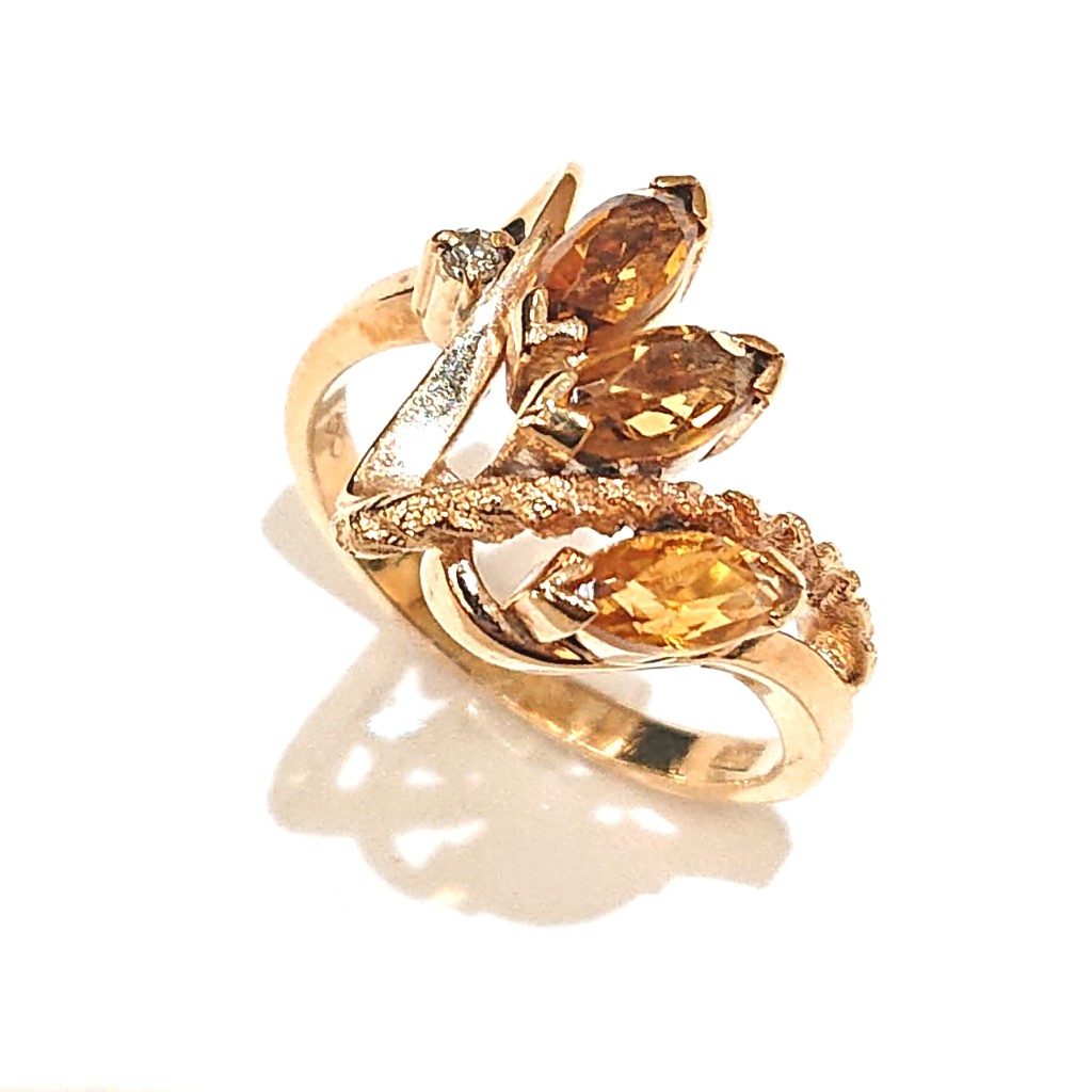 K18 シトリン デザインリング