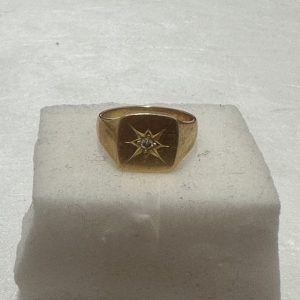 K18 ダイヤ 印台リング