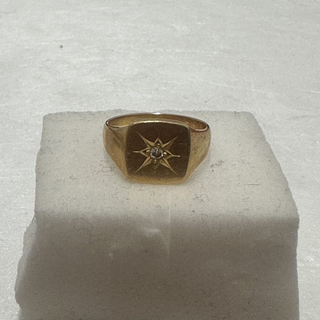 K18 ダイヤ 印台リング