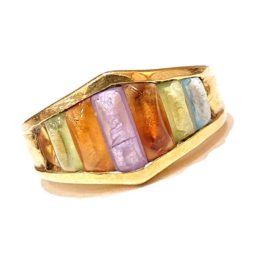 K18 カラーストーン デザインリング