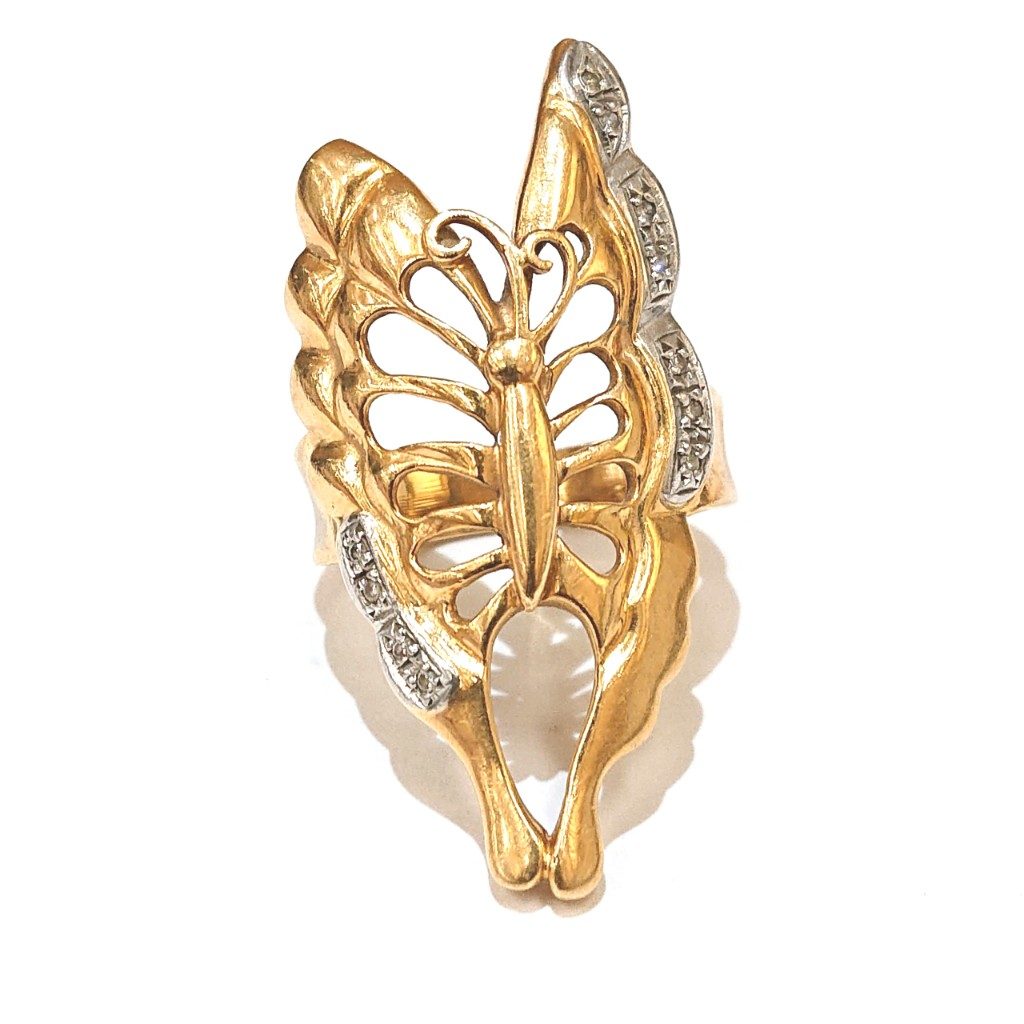 K18 メレダイヤモンド バタフライモチーフ リング