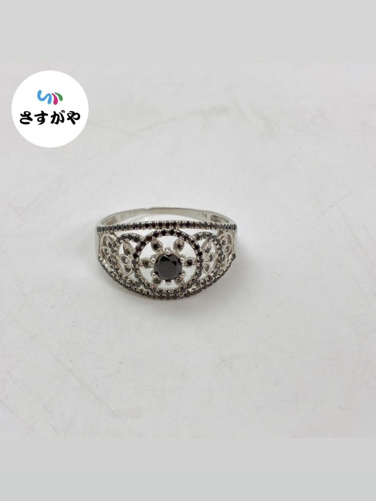 Pt900 ブラックダイヤモンド リング