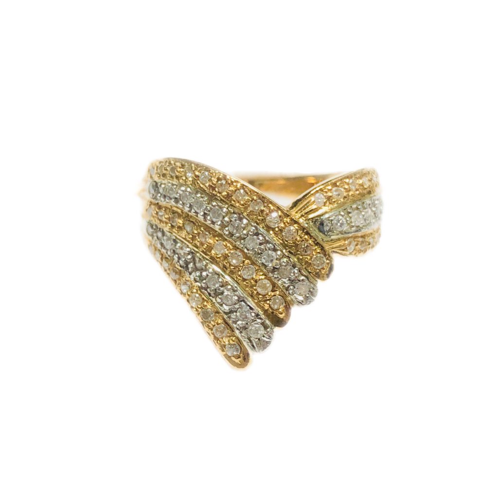 K18/Pt900（18金/プラチナ900） メレダイヤモンド付きリング