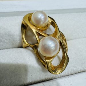 K18 18金 パール付きリング 真珠 指輪