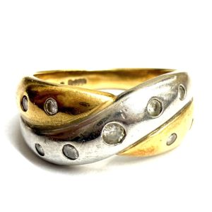 【貴金属】K18 18金 750 Pt900 メレダイヤ付きリング