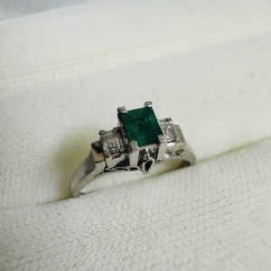 K14WG ホワイトゴールド エメラルド付リング 指輪 14金