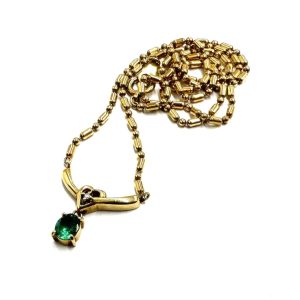 【貴金属】K18 18金 750 エメラルド付 ネックレス アクセサリー ジュエリー