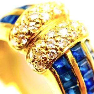 K18 サファイア メレダイヤモンド ゴールドリング アクセサリー