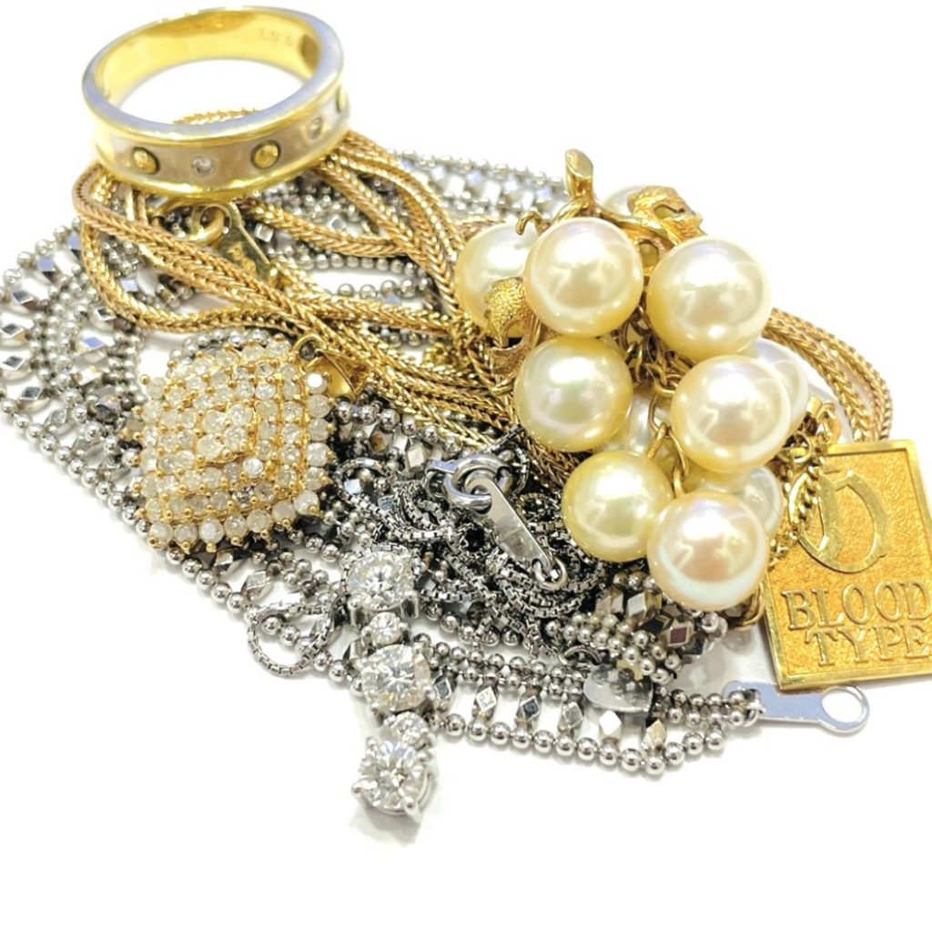 K18 Pt850 メレダイヤモンド パール リング ネックレスアクセサリーおまとめ