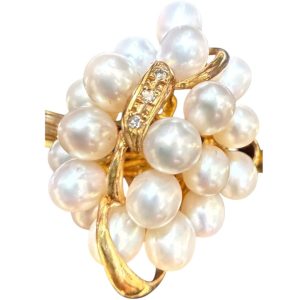 パール メレダイヤ付 金(K18)リング　札幌市 東区 元町