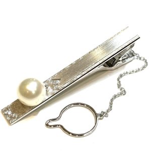 K14WG 14金ホワイトゴールド 真珠 パール付きネクタイピン
