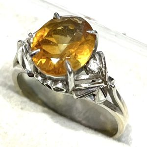 Pt850 プラチナ850 トパーズ メレダイヤモンド付きリング 指輪 アクセサリー