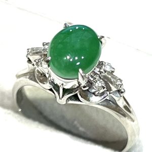 Pt900 プラチナ900 翡翠 メレダイヤモンド付き リング 指輪 アクセサリー