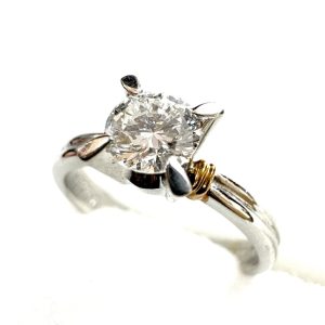 Pt900/K18 18金 プラチナ コンビ リング ダイヤモンド