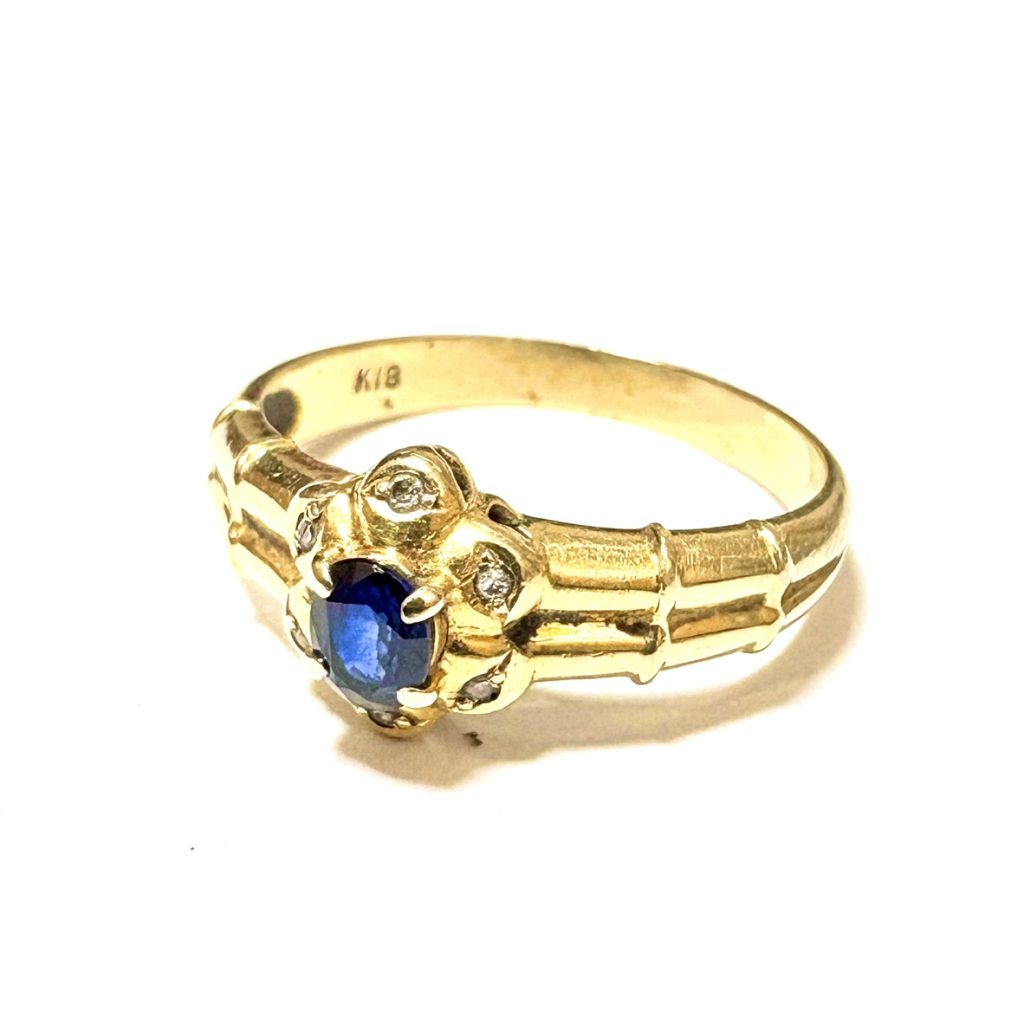 【K18 (金)】サファイア＆メレダイヤ  リング