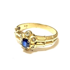 【K18 (金)】サファイア メレダイヤ リング