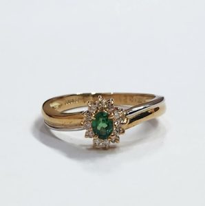 18金（K18）Pt900 コンビリング グリーンガーネット ダイヤモンド ジュエリー 高価買取｜前橋市千代田町