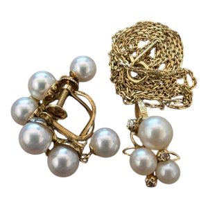 K18(18金)　パールネックレス&イヤリング