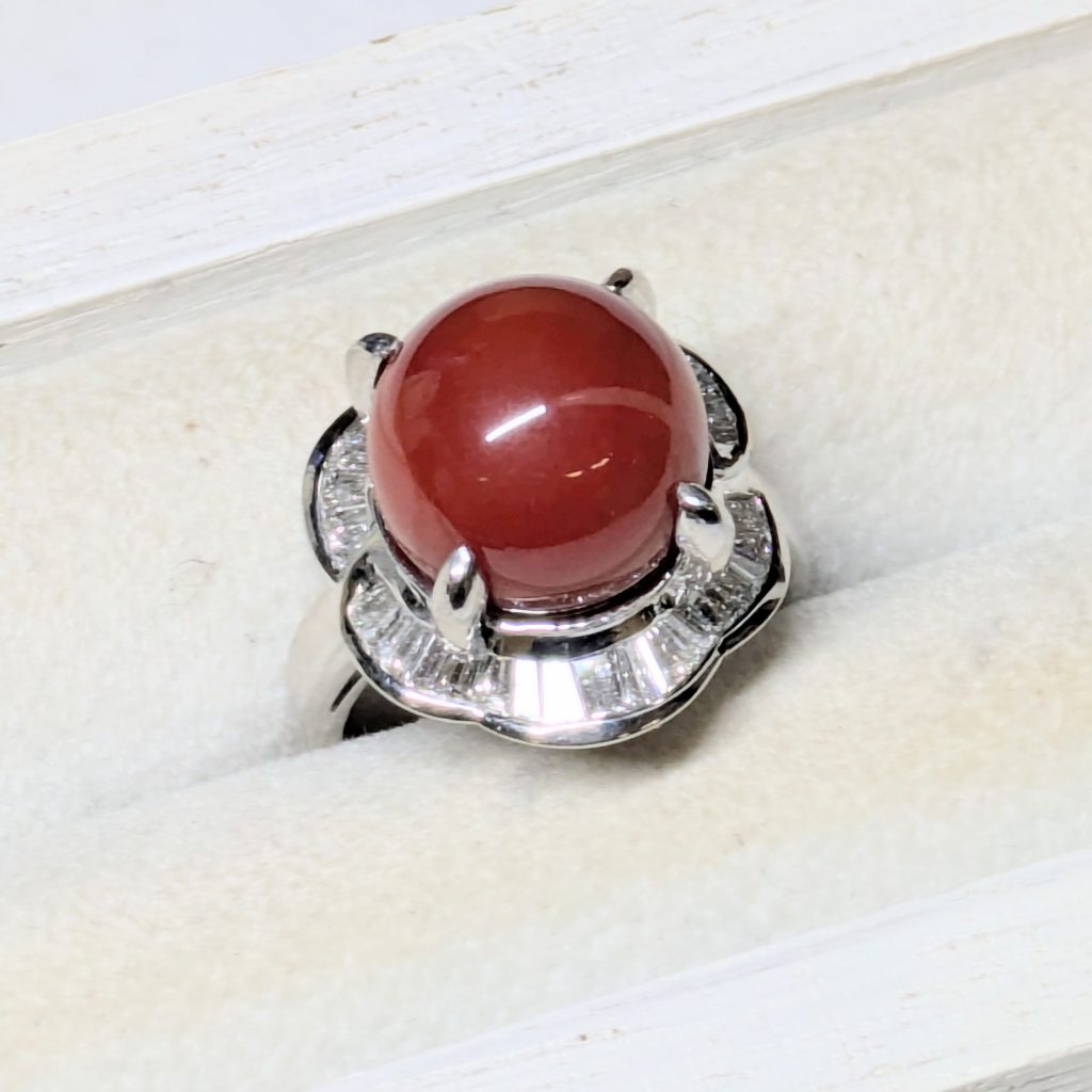 赤サンゴ　プラチナ　リング　指輪