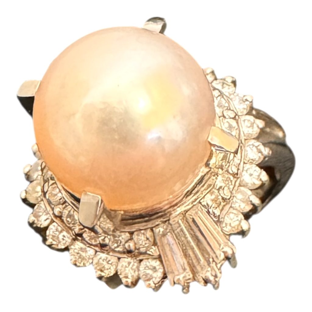 Pt900 プラチナ900 サンゴ/メレダイヤ付きリング 札幌市北区新川