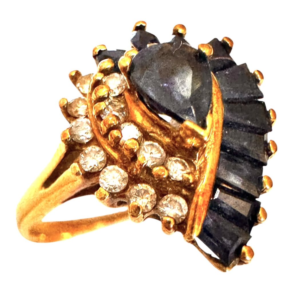 K18 サファイア/メレダイヤ付きリング 札幌市西区福井