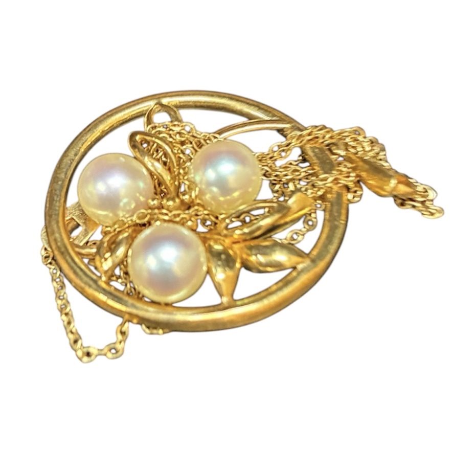 【K18 パールブローチ】弘前市