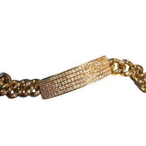 K18 喜平ブレスレット プレートダイヤ付　18金