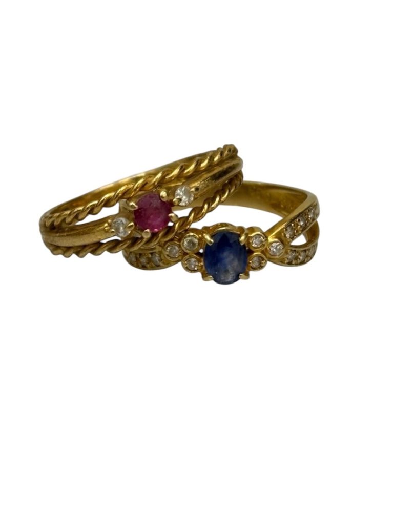 K18　サファイアリング　ルビーリングセット