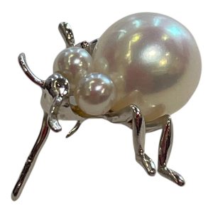 【貴金属】Pt850 (プラチナ850) パール付きブローチ　アクセサリー　ジュエリー