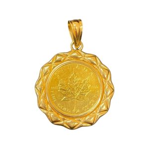 K18枠 K24 金貨 ネックレストップ