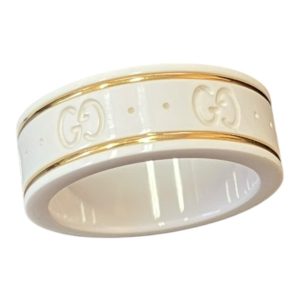 グッチ ホワイトジルコニアパウダー リング K18YG