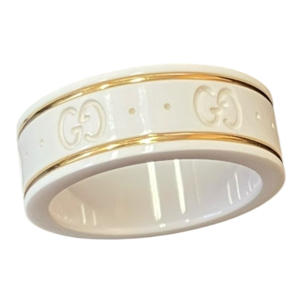 グッチ ホワイトジルコニアパウダー リング K18YG