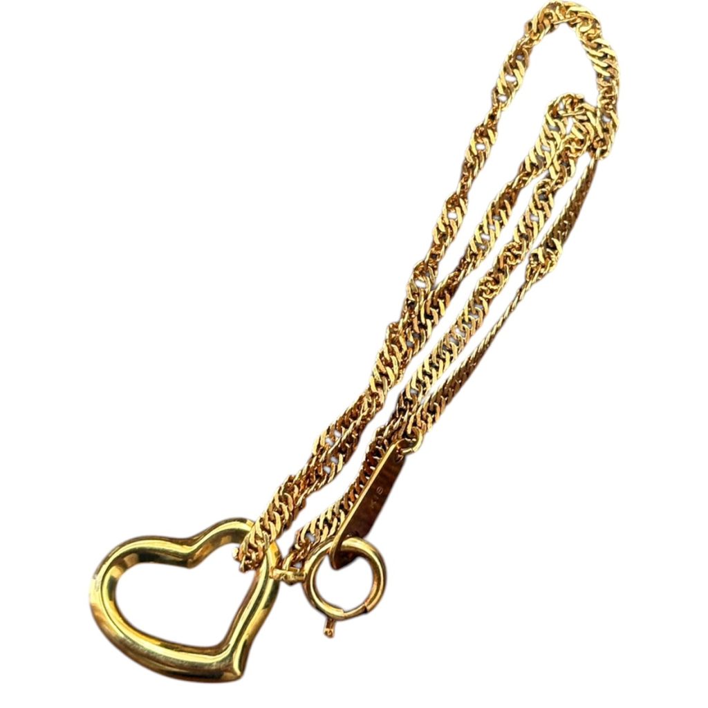 K18（18金／750）ハートトップ付きネックレス