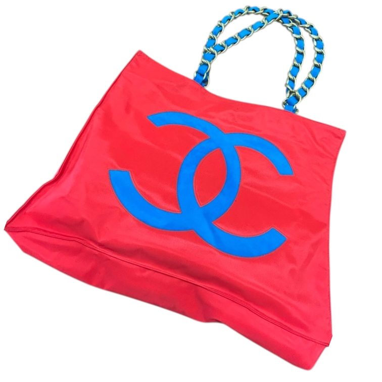 CHANEL(シャネル)バイカラー ビッグココマーク チェーントートバッグ