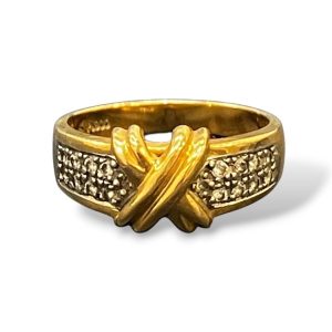 【メレダイヤ コンビリング】K18 18金 750 Pt900 プラチナ900