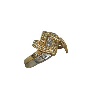 K18×Pt900 ダイヤモンド付きデザインリング