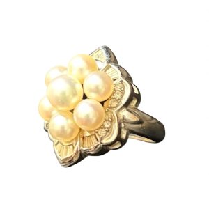 Pt900 リング パール メレダイヤ付き 石あり プラチナ アクセサリー