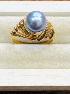 K18 リング 黒真珠