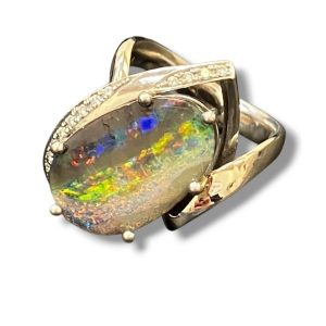 【オパール メレダイヤ リング】K18WG 18金ホワイトゴールド 750