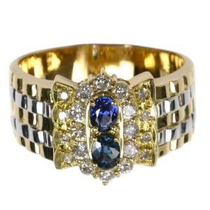 K18／Pt900 サファイアリング