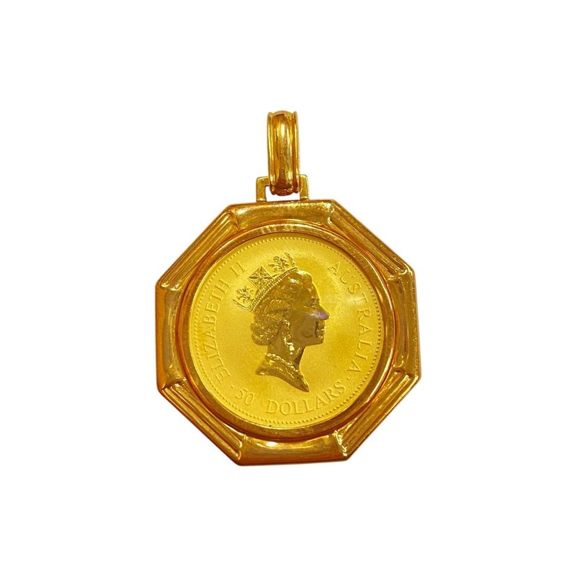 K18枠 K24 金貨 ネックレストップ