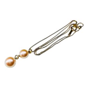 K18(18金)パール＆ダイヤ付きネックレス