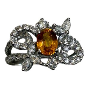 K18WG（18金ホワイトゴールド）色石・ダイヤ付きリング 　札幌市白石区菊水