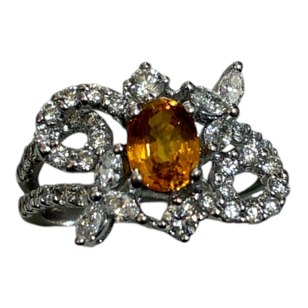 K18WG（18金ホワイトゴールド）色石・ダイヤ付きリング 　札幌市白石区菊水