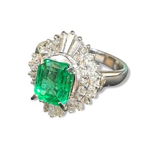 Pt850 エメラルド ダイヤモンド リング
