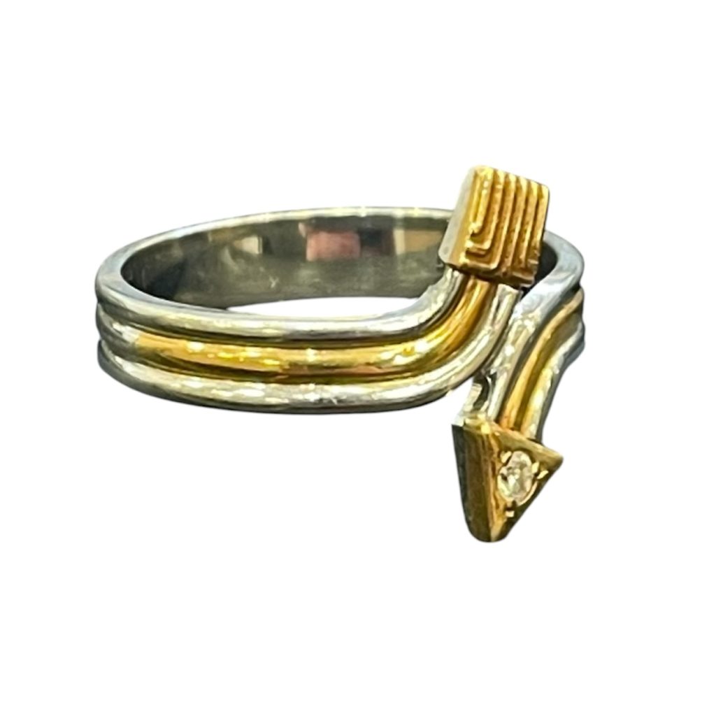 K18・Pt900コンビ メレダイヤ付リング